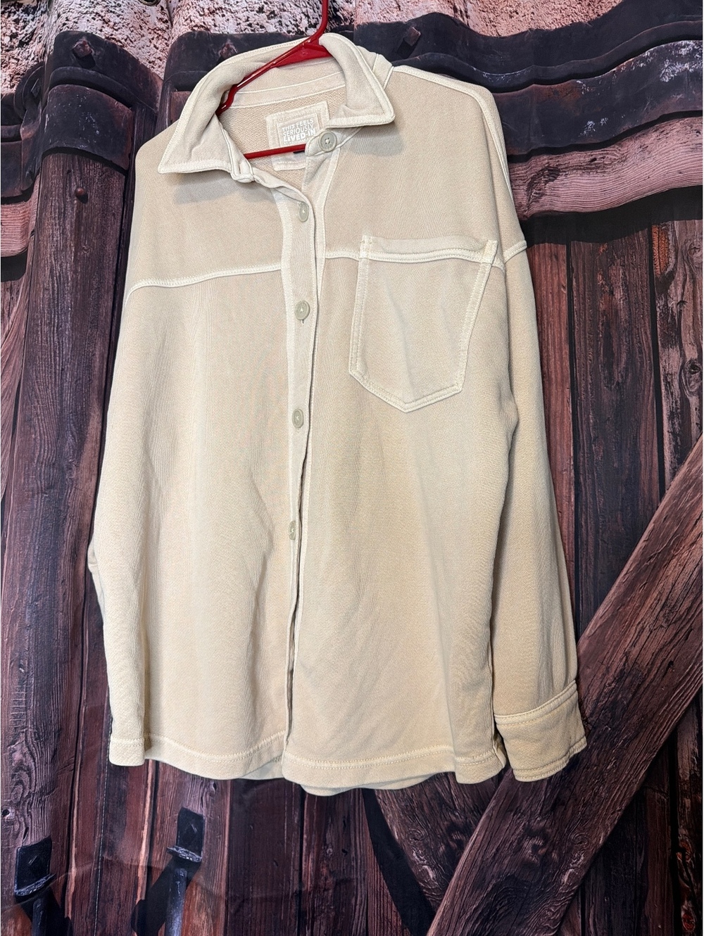 This Feels Seriously Lived In AE Beige Button-Up Shirt Jacket L/G